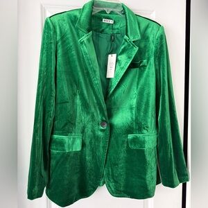 New With Tags Why Dress Green Velvet Jacket, Size Large